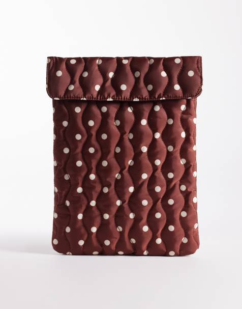 ASOSDESIGN - Pochette matelassée pour ordinateur portable à pois - Marron - view 1