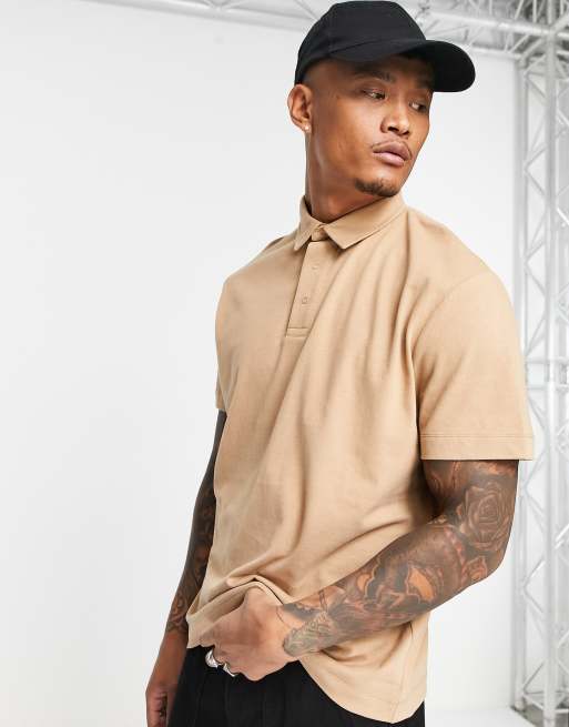 ASOS DESIGN - Polo décontracté en coton brossé épais - Fauve