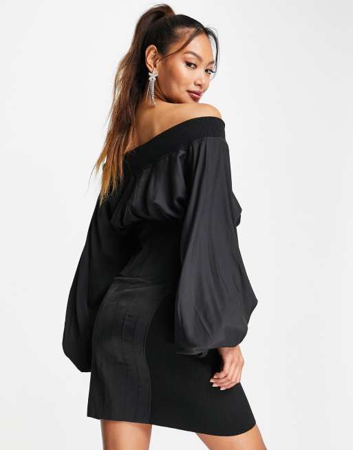 ASOS DESIGN - Robe style utilitaire à épaules dénudées avec empiècements côtelés - Noir délavé , 2 de 4
