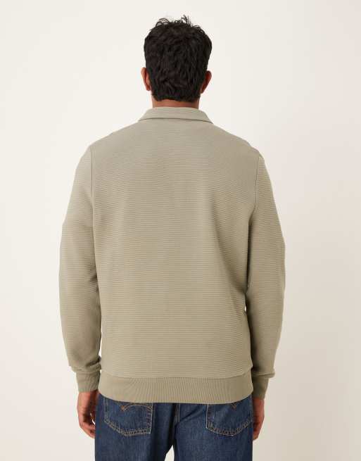 ASOS DESIGN - Sweat décontracté à col polo en maille côtelée - Gris , 3 de 5