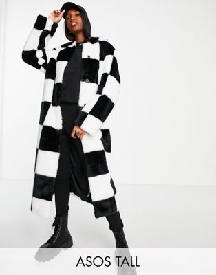 Manteaux et vestes DESIGN Tall - Manteau oversize fausse fourrure - Noir et blanc