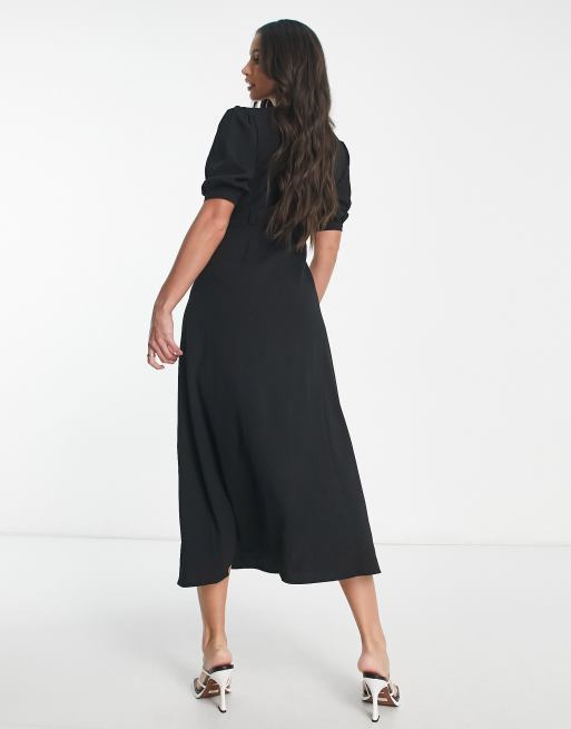ASOS DESIGN Tall - Robe courte boutonnée nouée devant - Noir, 2 de 4