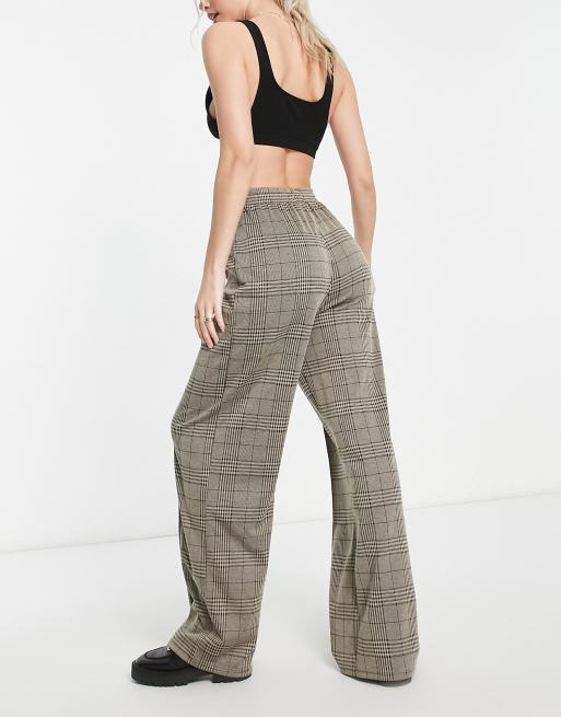 ASOS DESIGN Tall Pantalon ample et fluide en jersey a carreaux Sauge