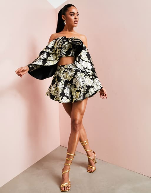 ASOS LUXE - Short d'ensemble en jacquard - Noir et doré, 4 de 4