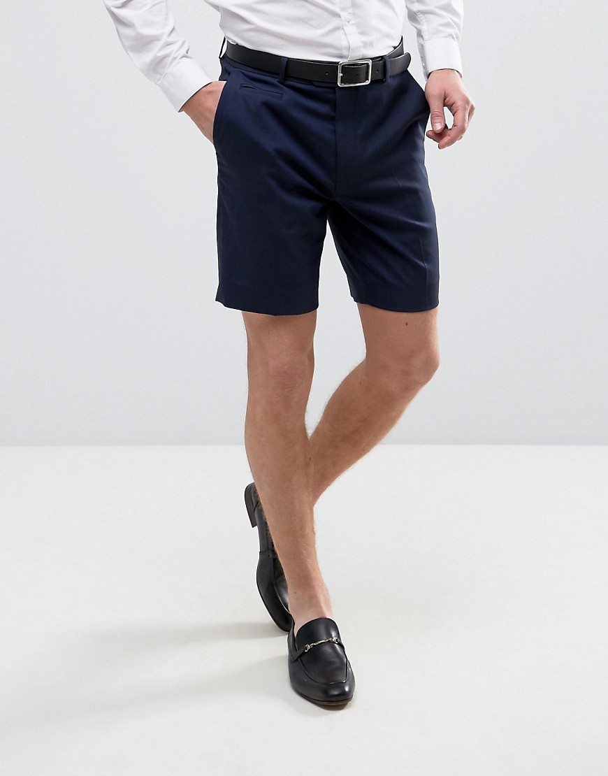 ASOS Tailored – Marinblå shorts med smal passform