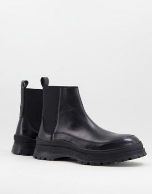 Asra Barley Chelsea boots in black leather