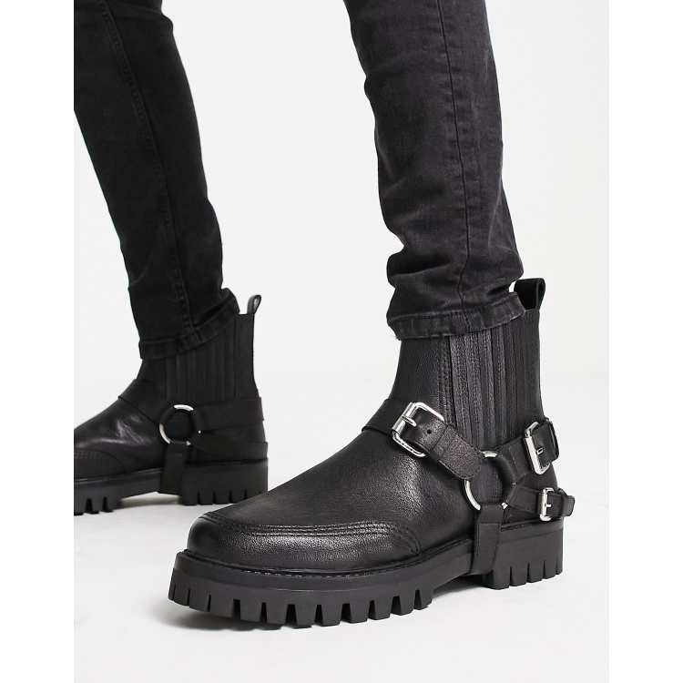 ASRA bruno detachable harness chelsea boots in black leather ASOS