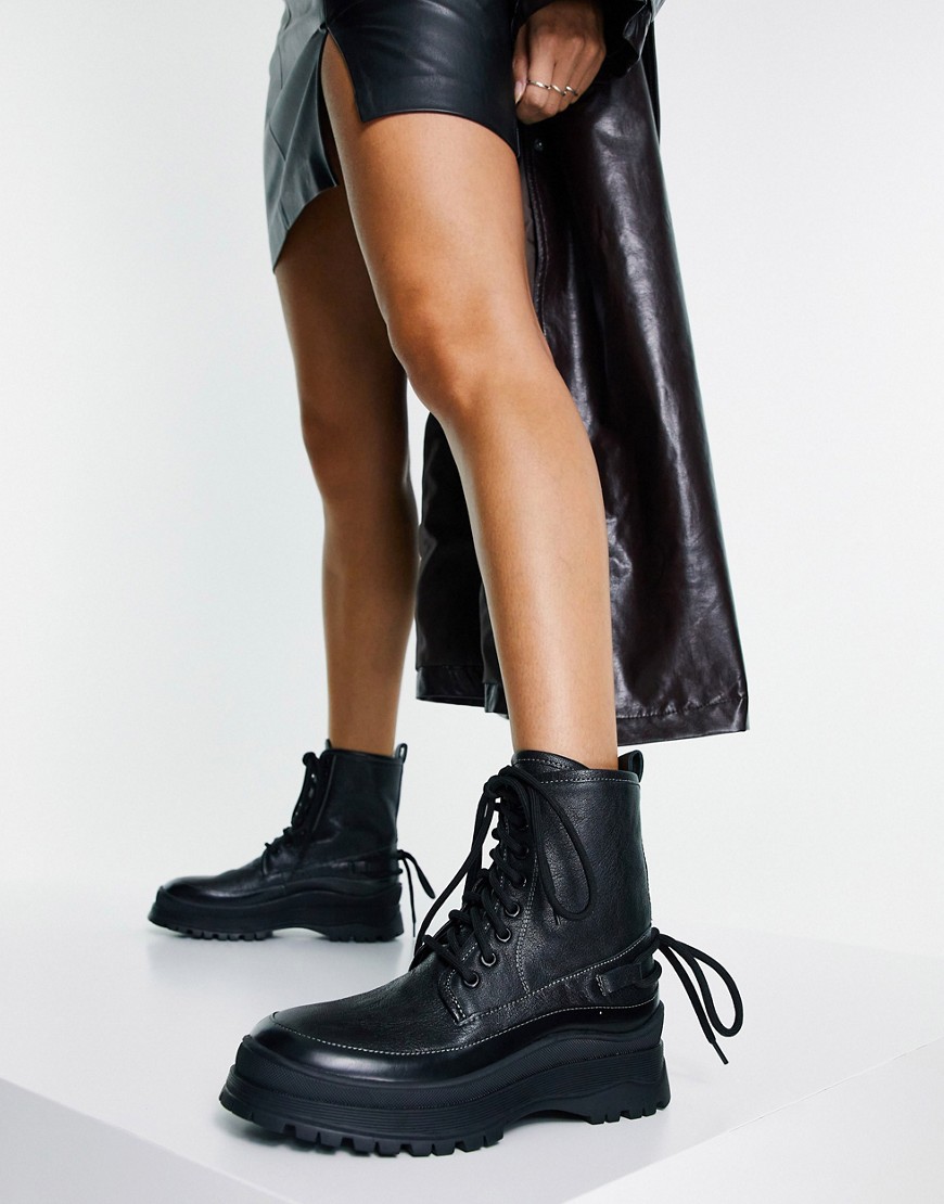 Asra Bryce Lace-up Utility Ankle Boots In Black