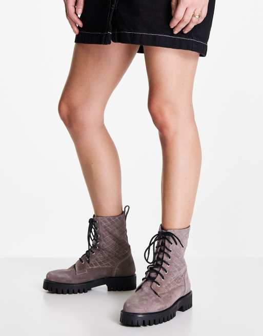 ASRA Bumbles lace up ankle boots in mauve quilted suede | ASOS