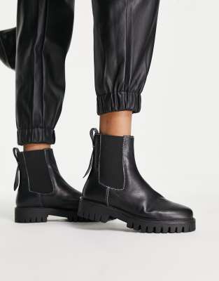 Asra Clematis Chunky Chelsea Boots In Black Leather