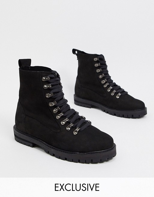 ASRA Exclusive Barnes black hiker boots in black suede