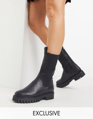 asra kanga knee high boots in black leather