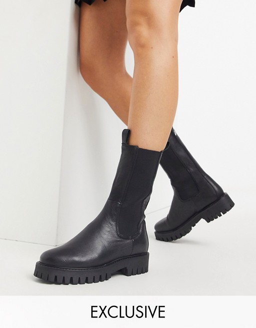 ASRA Exclusive Cherrie chunky boots in black leather