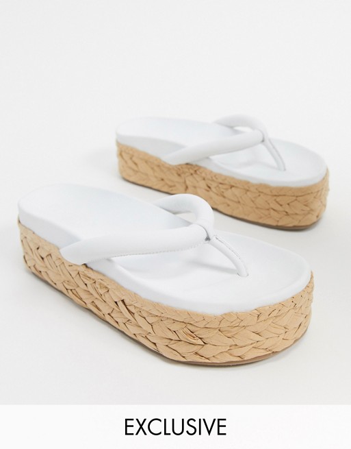 ASRA Exclusive Ember flatform espadrilles in raffia and white leather
