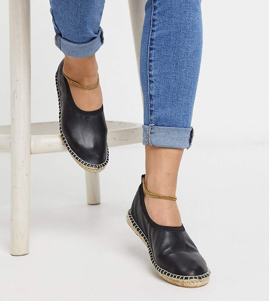 ASRA Exclusive Esme espadrilles in soft black leather with anklet