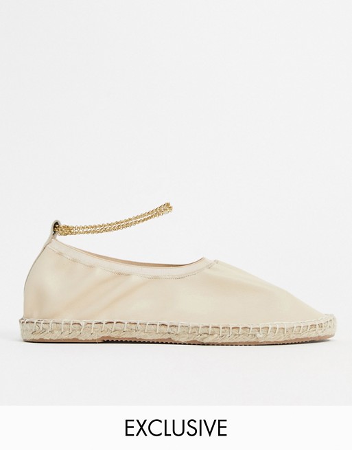 ASRA Exclusive Esme espadrilles in soft bone leather with anklet