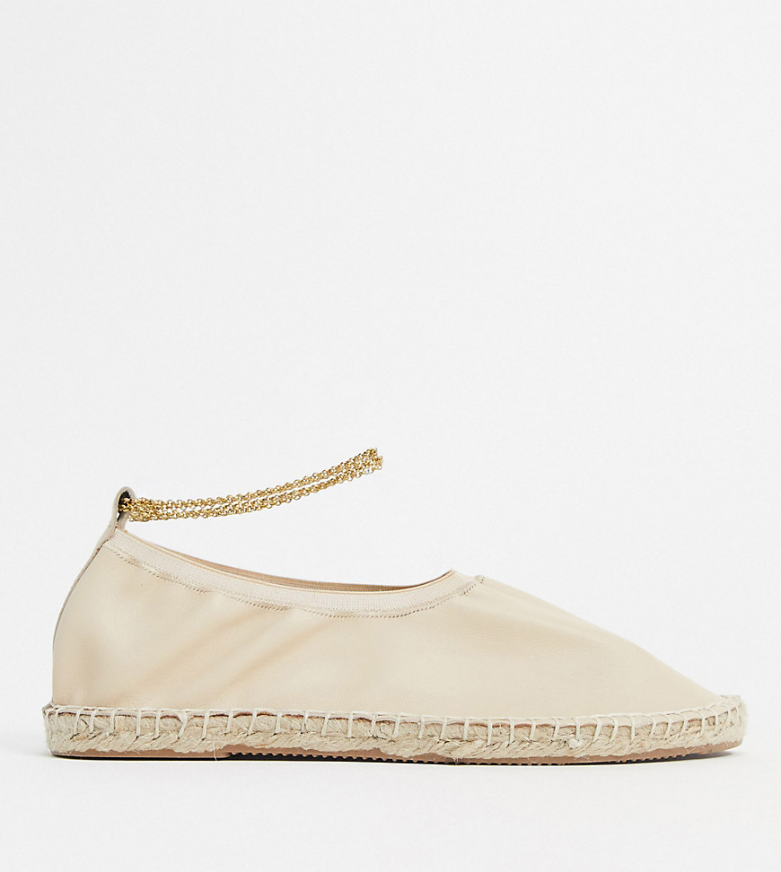 ASRA Exclusive Esme espadrilles in soft bone leather with anklet-Beige