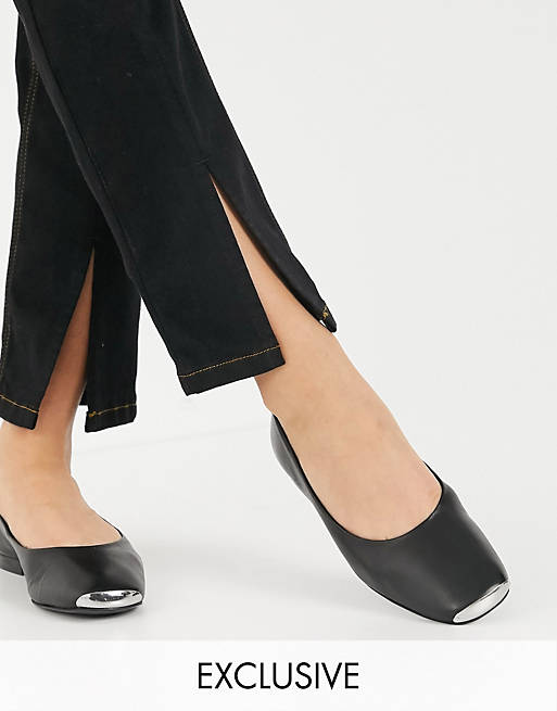 Exclusives ASRA Exclusive Fleur flat shoes with toe cap in black leather 