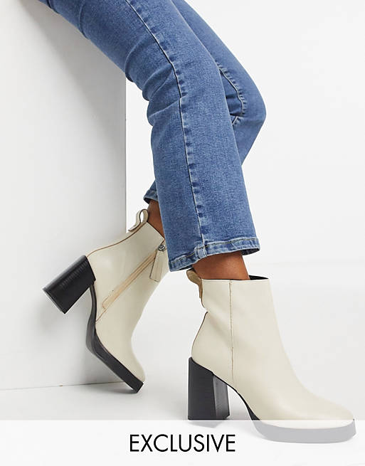 ASRA Exclusive Herington heeled boots in bone leather