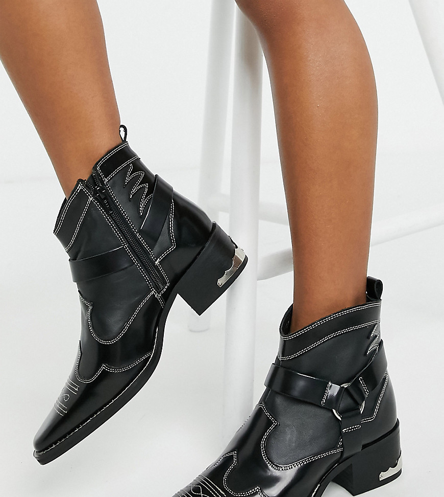 asra -  – Exclusive Madison – Western-Stiefel aus schwarzem Leder mit Metallplättchen