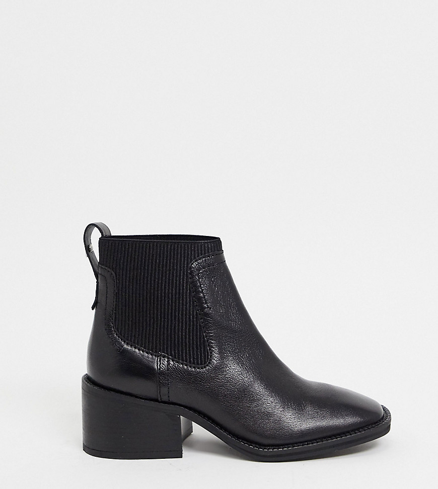ASRA - Exclusive Manth - Chelsea boots met vierkante neus in zwart leer