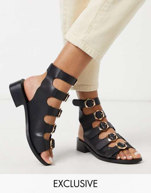 ASRA Exclusive Starlet gladiator sandals with buckles in black leather