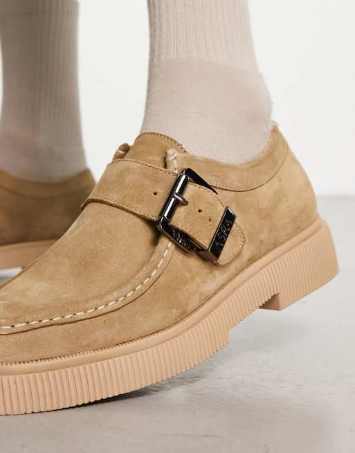 Mens suede buckle on sale shoes