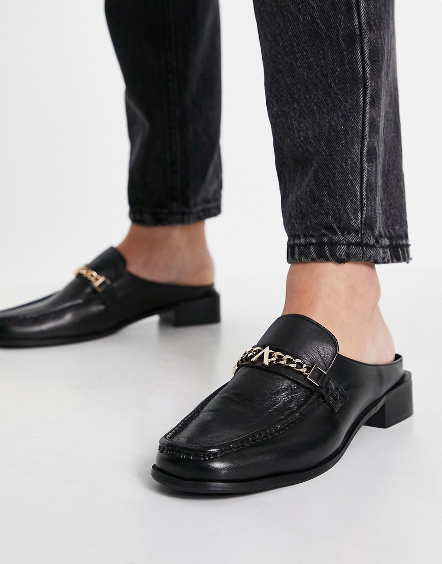 ASRA Felix backless loafers in black leather