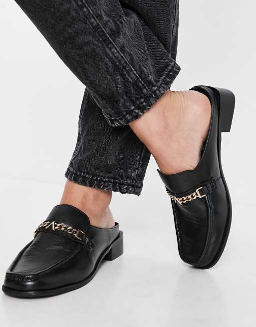 ASRA Felix Mocassins en cuir avec arri re ouvert Noir ASOS