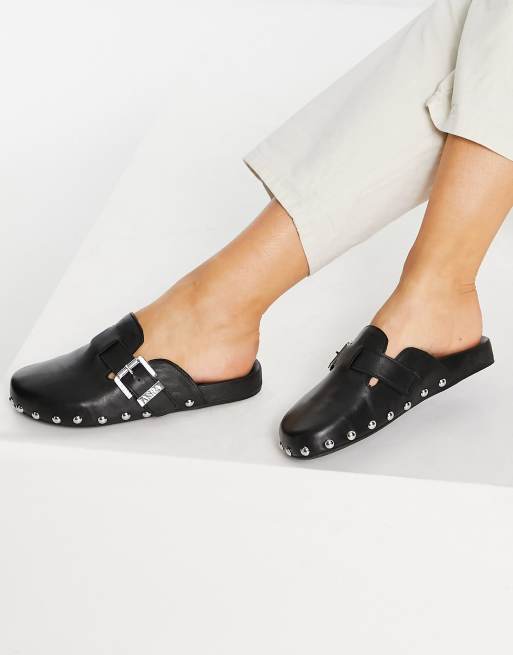 ASRA Fenton studded clog in black leather | ASOS