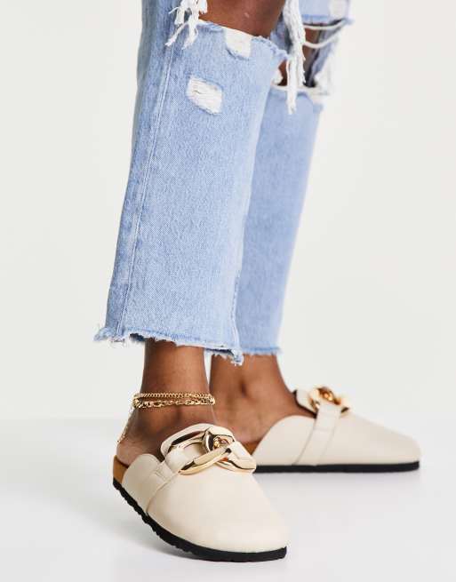 ASRA Fiscal clogs in bone with chain detail