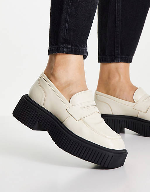 ASRA Flax flatform loafers in off white leather | ASOS