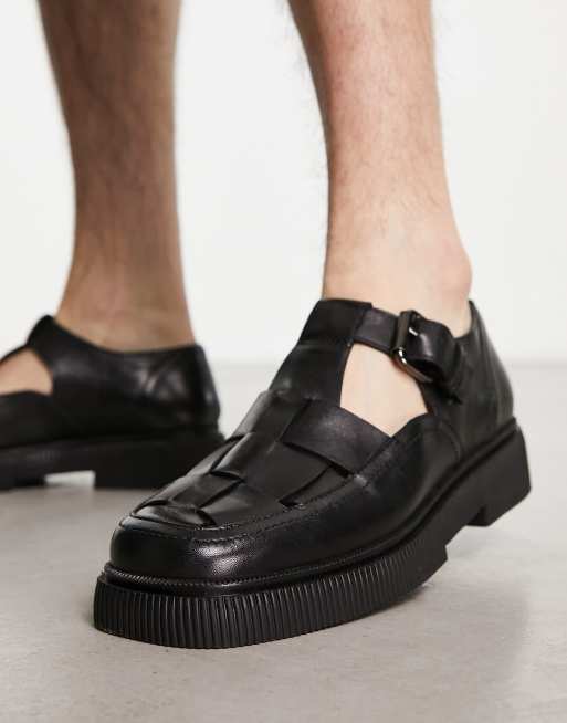 ASRA Flint t-bar summer shoes in black leather | ASOS