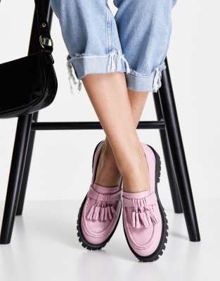 chunky pink loafers