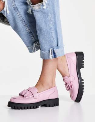 chunky pink loafers