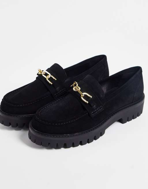 Asra Foza chain loafers in black suede | ASOS