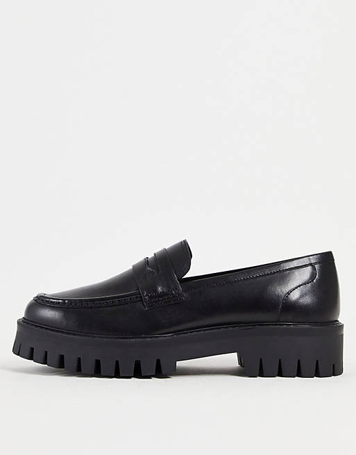 Asra Frederic chunky loafers in black smooth leather | ASOS
