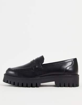 Asra Frederic chunky loafers in black smooth leather 