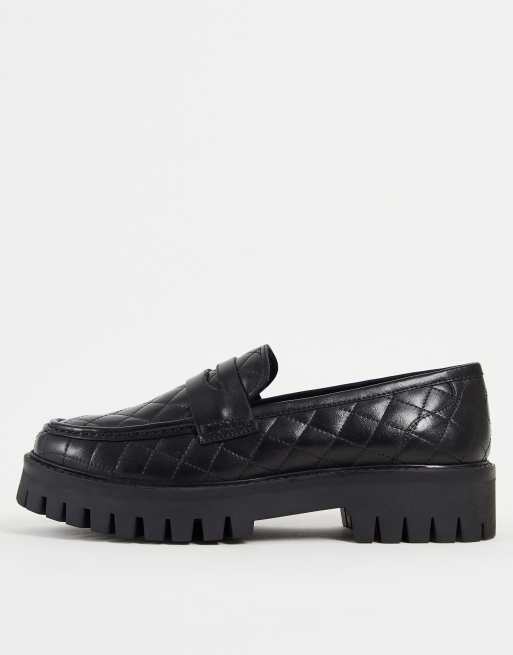 Asra – Frenji – Svarta, quiltade loafers i läder 
