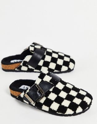 ASRA Funky clog slippers in mono check
