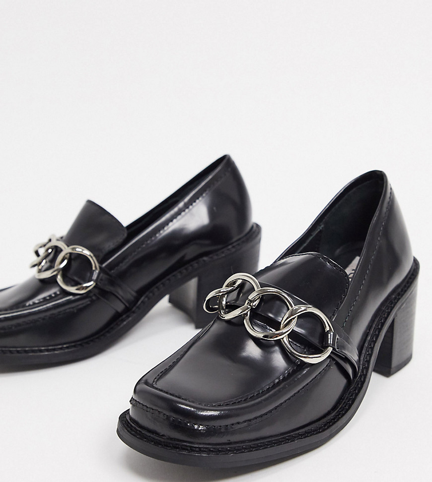 ASRA – Glaze – Svarta loafers i läder med klackar och metalldekor, endast hos ASOS