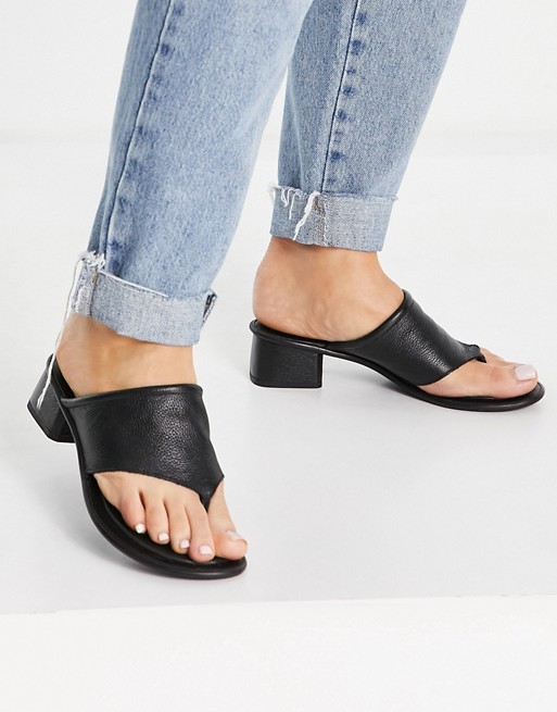 ASRA Jammie toe post sandals in black leather