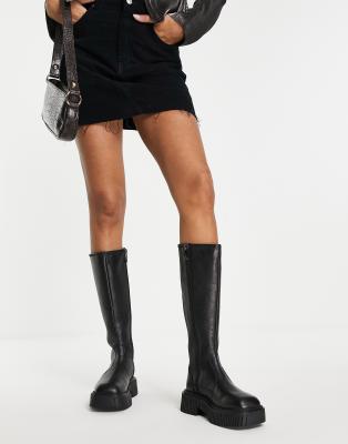 Origins Knee High Chunky Lace Up Boot In Black | ubicaciondepersonas ...