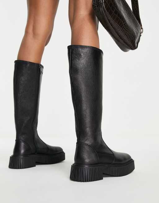 ASRA – Knightly – Kniehohe Stiefel aus schwarzem Leder mit körniger Struktur, 4 von 4