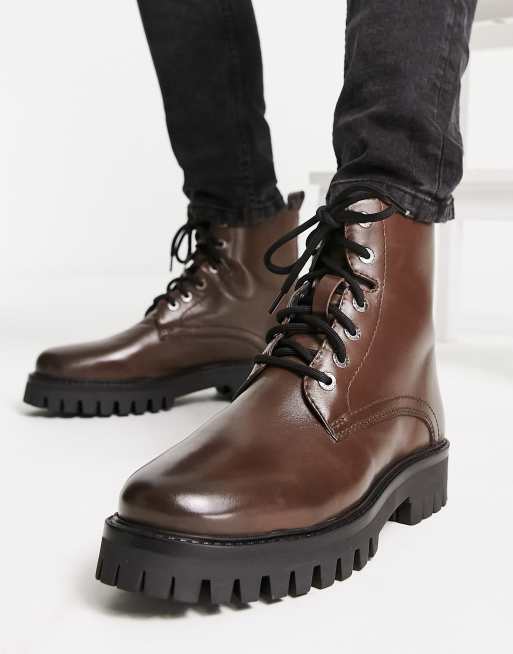 Bottines cuir outlet marron lacets