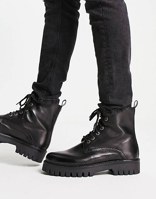 ASRA luiz lace up boots in black leather | ASOS
