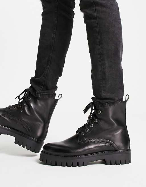 ASRA luiz lace up Jordan boots in black leather