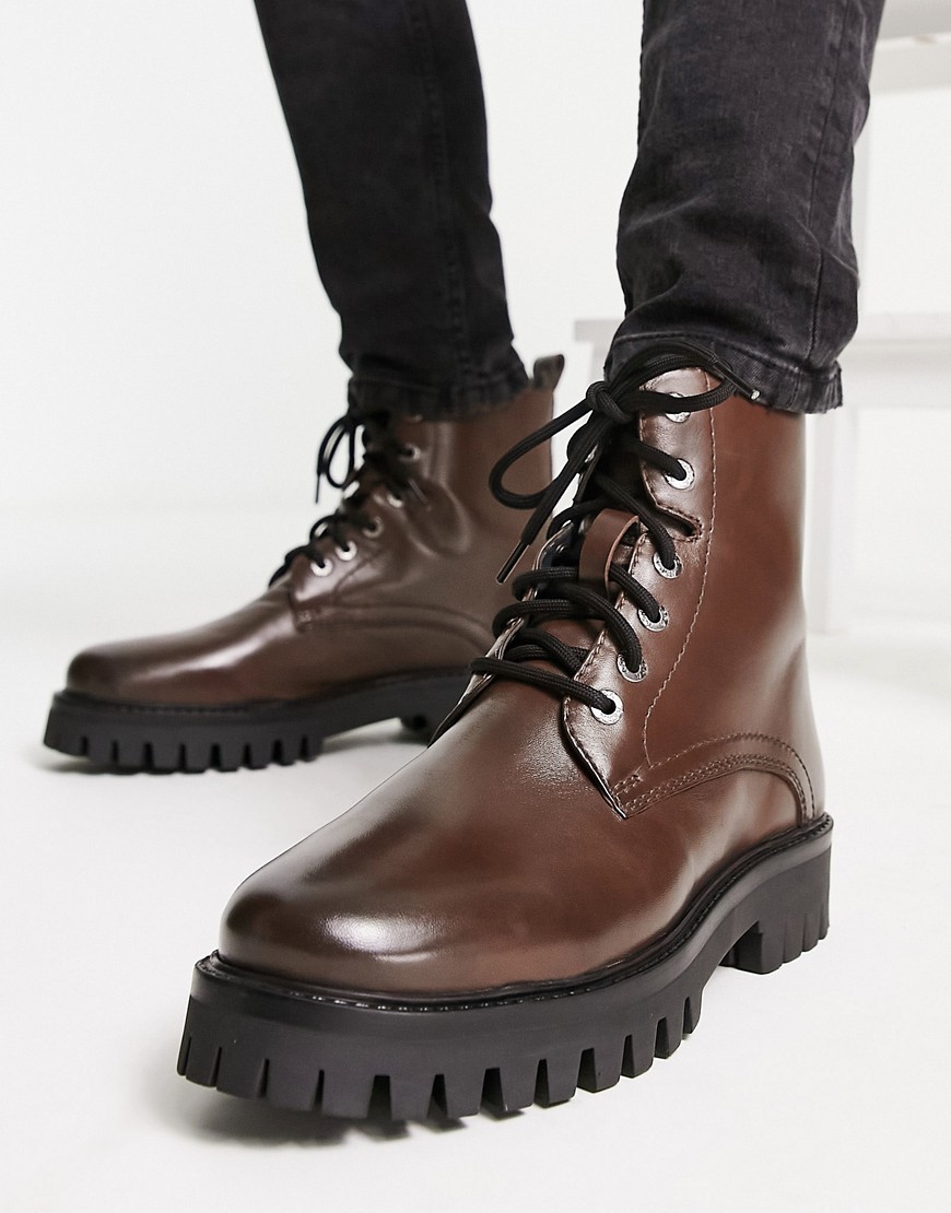 luiz lace up boots in brown leather