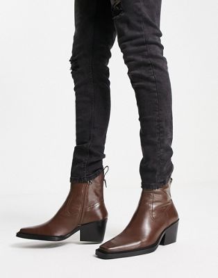 ASRA monroe cuban boots in brown leather - ASOS Price Checker