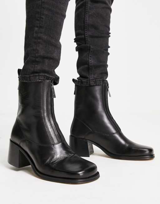 Zip front heeled clearance boots